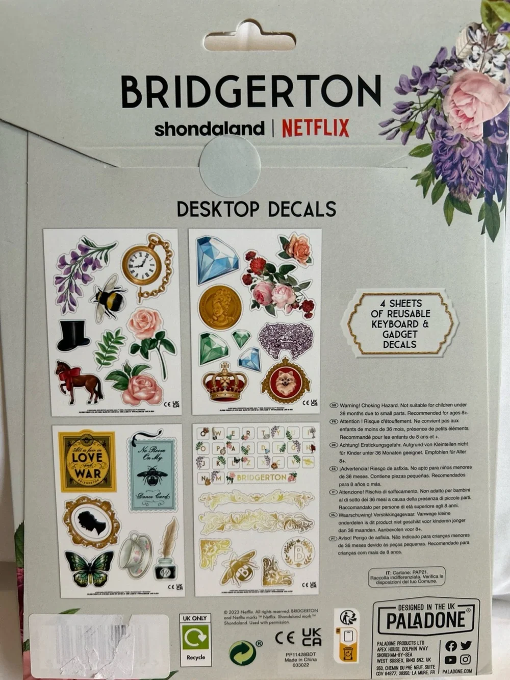Bridgerton Desk Top Decals - Floral & Gold Accent Stickers
